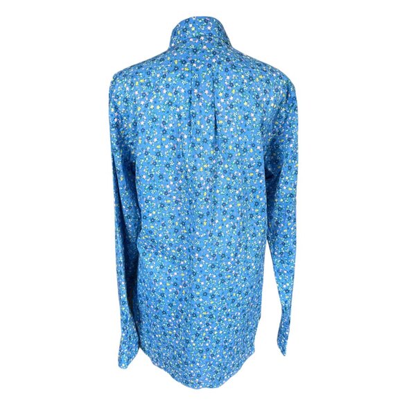 Ralph Lauren blue floral long sleeve collared button down shirt women's size M - Picture 4 of 12